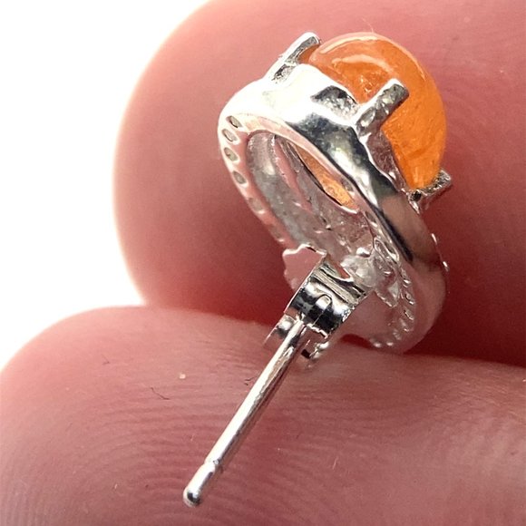 Mandarin Spessartine 1.90ct Platinum Finish Solid 925 Sterling Silver Earrings - Picture 5 of 7